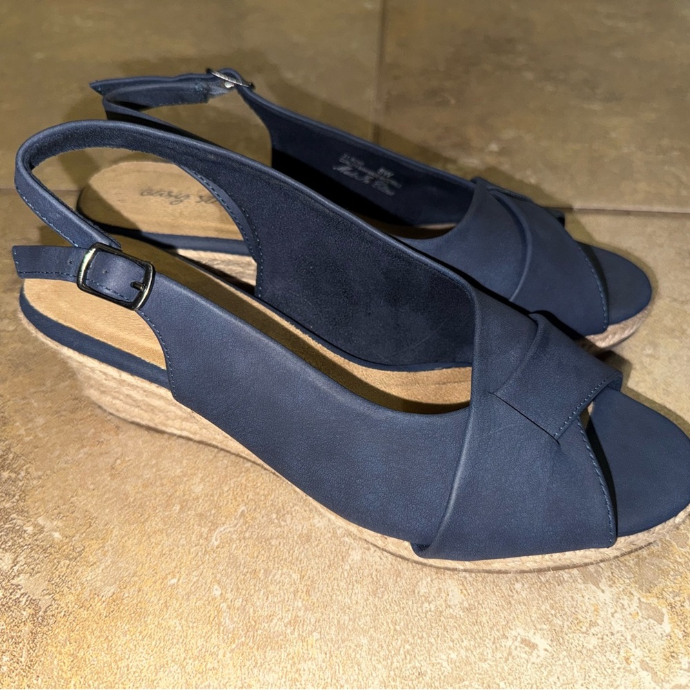 Easy Street Devlin Espadrille Wedge Sandal Size 8 in Blue - Picture 3 of 11